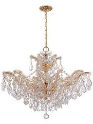 Maria Theresa Large Chandelier Draped in Clear Hand Cut Crystal in Polished Gold.